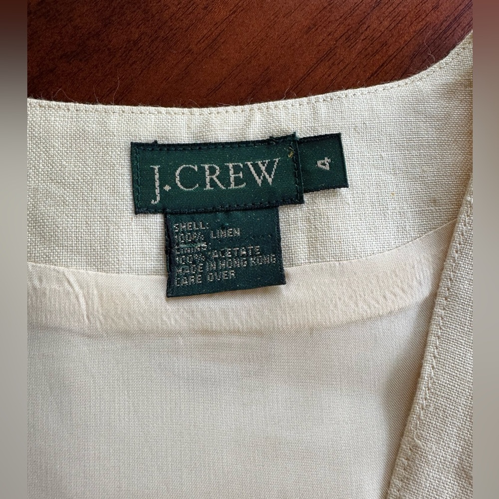 J. Crew Pale Yellow Sleeveless Linen Sheath Dress - Picture 2 of 7